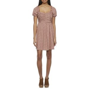 Pink short sleeve floral dress